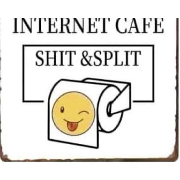 Vintage Tin Sign | This Is A Bathroom Not An Internet Cafe Shit & Split 8x12" - Picture 7 of 8